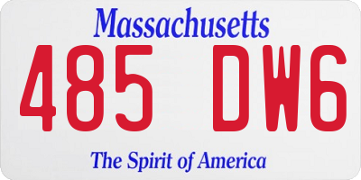 MA license plate 485DW6