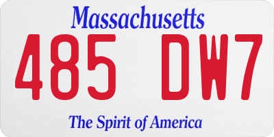MA license plate 485DW7