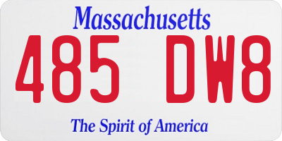 MA license plate 485DW8