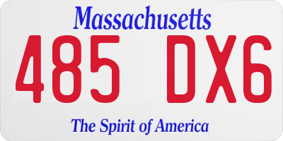 MA license plate 485DX6