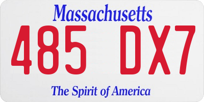 MA license plate 485DX7