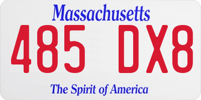 MA license plate 485DX8