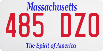 MA license plate 485DZ0
