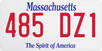 MA license plate 485DZ1