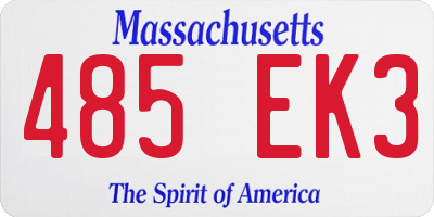 MA license plate 485EK3
