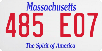 MA license plate 485EO7
