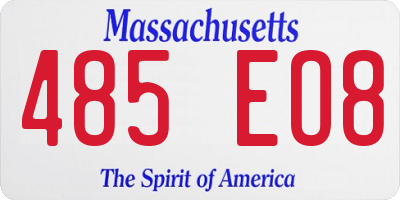 MA license plate 485EO8
