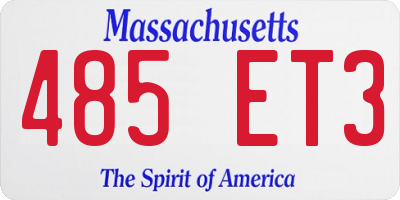 MA license plate 485ET3