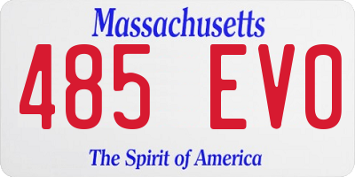 MA license plate 485EV0