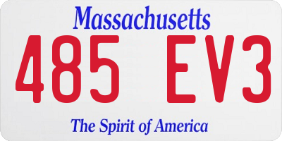 MA license plate 485EV3