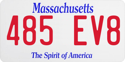 MA license plate 485EV8