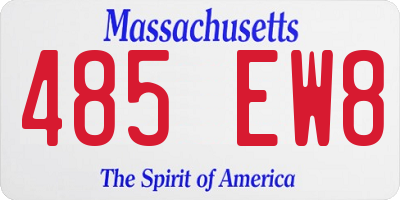 MA license plate 485EW8