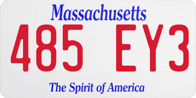 MA license plate 485EY3