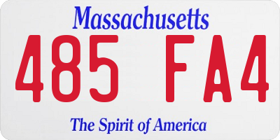 MA license plate 485FA4