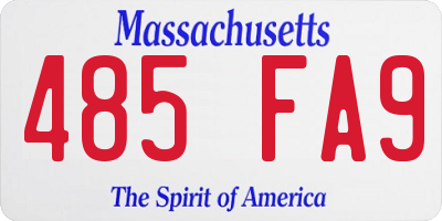 MA license plate 485FA9