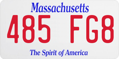 MA license plate 485FG8