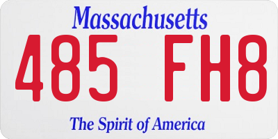 MA license plate 485FH8