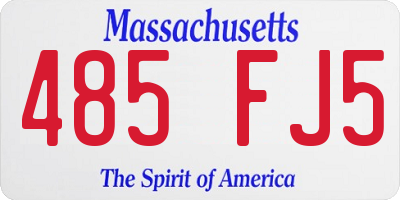 MA license plate 485FJ5