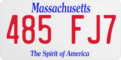 MA license plate 485FJ7