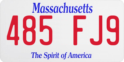 MA license plate 485FJ9
