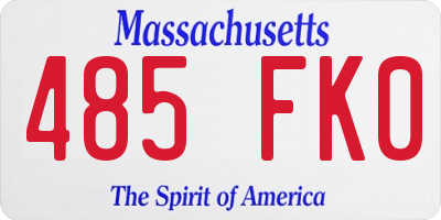 MA license plate 485FK0