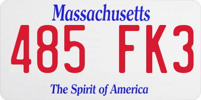 MA license plate 485FK3