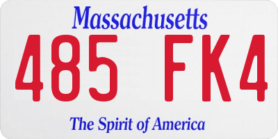 MA license plate 485FK4