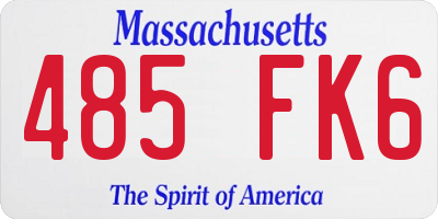 MA license plate 485FK6