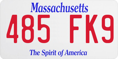 MA license plate 485FK9
