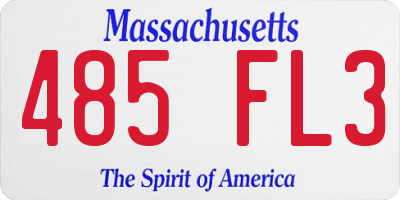 MA license plate 485FL3