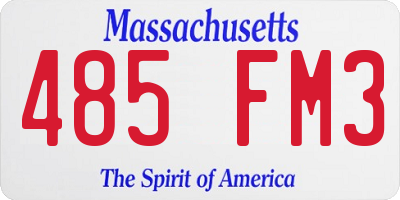 MA license plate 485FM3