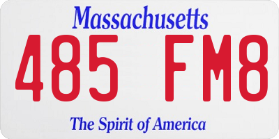 MA license plate 485FM8