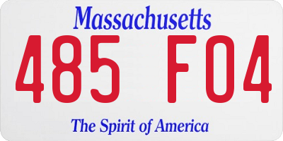 MA license plate 485FO4