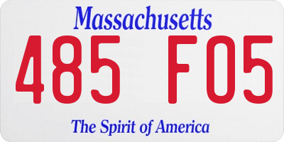 MA license plate 485FO5