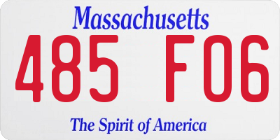 MA license plate 485FO6