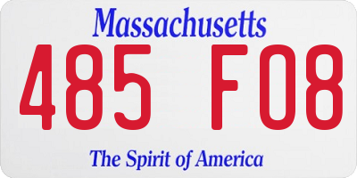 MA license plate 485FO8