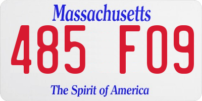 MA license plate 485FO9