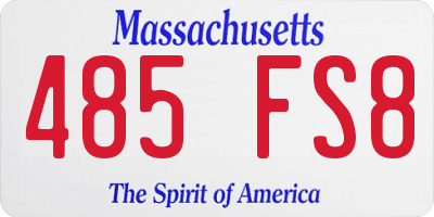 MA license plate 485FS8