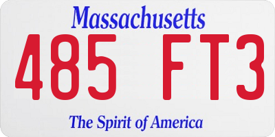 MA license plate 485FT3