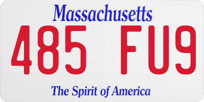MA license plate 485FU9