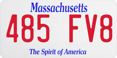 MA license plate 485FV8