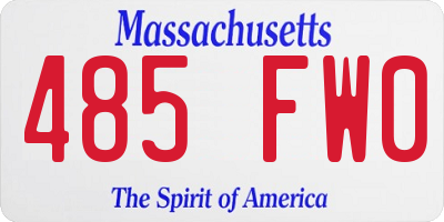 MA license plate 485FW0