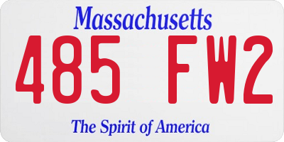MA license plate 485FW2