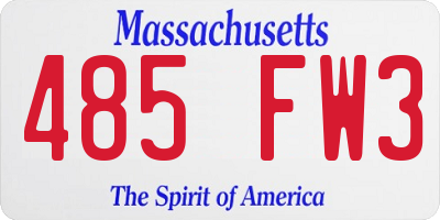 MA license plate 485FW3