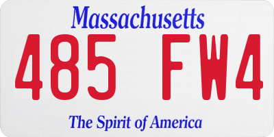 MA license plate 485FW4