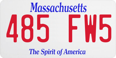 MA license plate 485FW5