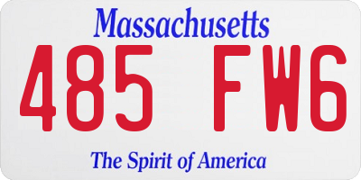 MA license plate 485FW6
