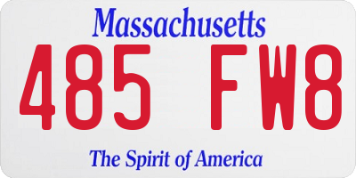 MA license plate 485FW8