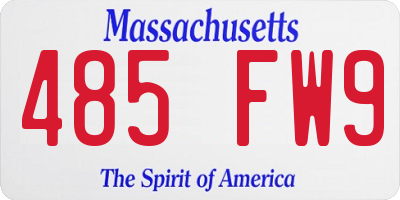MA license plate 485FW9