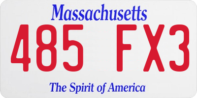 MA license plate 485FX3